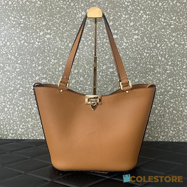 Valentino Garavani Calfskin Tote Bag Brown 26x11x24cm - 1