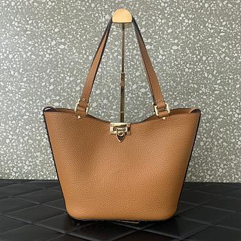 Valentino Garavani Calfskin Tote Bag Brown 26x11x24cm