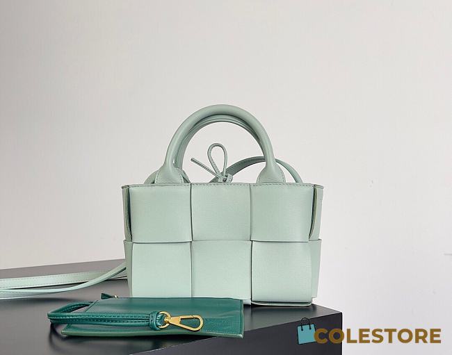 Bottega Veneta Super Mini Tote Bag Green Mint 20x7x13cm - 1