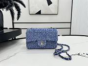 Chanel Classic Flap Bag Tweed Blue 20cm - 1