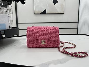 Chanel Classic Flap Bag Tweed Pink 20cm