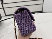 Chanel Classic Flap Bag Tweed Purple 20cm - 5