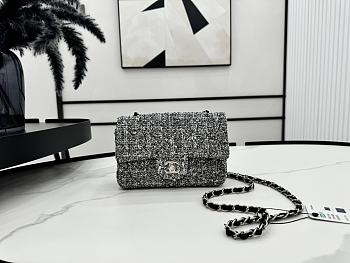 Chanel Classic Flap Bag Tweed Grey 20cm