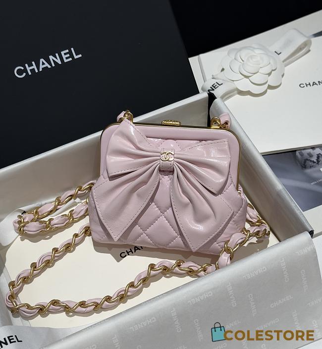 Chanel Bow Clutch With Chain Pink 13x10x3.5cm - 1