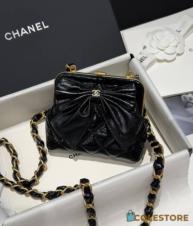 Chanel Bow Clutch With Chain Black 13x10x3.5cm - 1