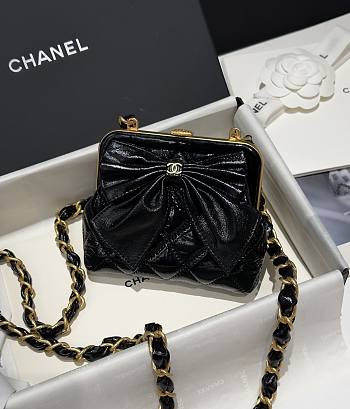 Chanel Bow Clutch With Chain Black 13x10x3.5cm