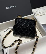 Chanel Pink Bow Clutch With Chain Black Leather 13x10x3.5cm - 3