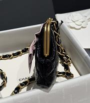 Chanel Pink Bow Clutch With Chain Black Leather 13x10x3.5cm - 5