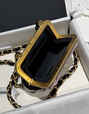Chanel Pink Bow Clutch With Chain Black Leather 13x10x3.5cm - 6