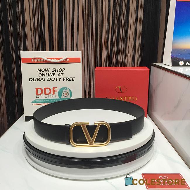 Valentino Garavani Vlogo Reversible Leather Belt Black 4cm - 1