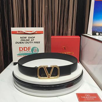 Valentino Garavani Vlogo Reversible Leather Belt Black 4cm