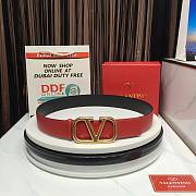 Valentino Garavani Vlogo Reversible Leather Belt Red & Black 4cm - 1