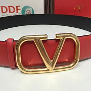 Valentino Garavani Vlogo Reversible Leather Belt Red & Black 4cm - 5