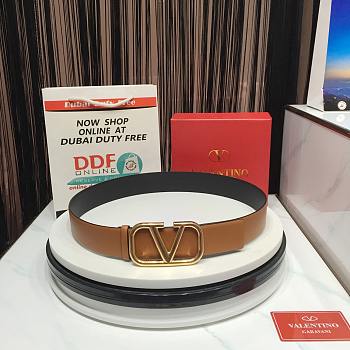 Valentino Garavani Vlogo Reversible Leather Belt Brown & Black 4cm