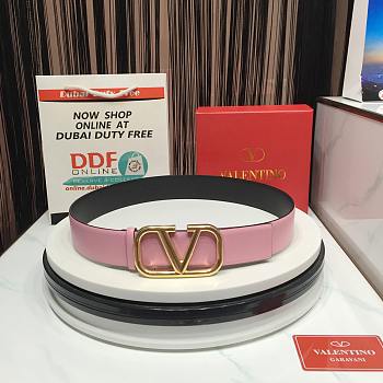 Valentino Garavani Vlogo Reversible Leather Belt Pink & Black 4cm