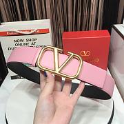 Valentino Garavani Vlogo Reversible Leather Belt Pink & Black 4cm - 6