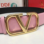 Valentino Garavani Vlogo Reversible Leather Belt Pink & Black 4cm - 2