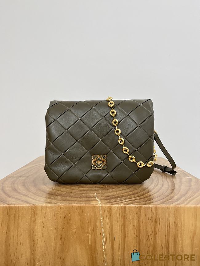 Loewe Puffer Goya Vintage Khaki Green Bag 23x9x17cm - 1