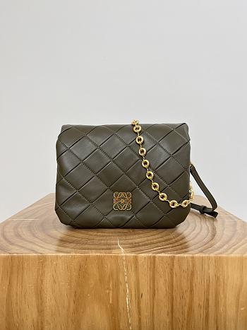 Loewe Puffer Goya Vintage Khaki Green Bag 23x9x17cm