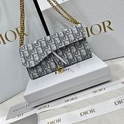 Dior Long Saddle Wallet with Chain Gray Dior Oblique Jacquard 19x10.5x3.5cm - 1