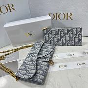 Dior Long Saddle Wallet with Chain Gray Dior Oblique Jacquard 19x10.5x3.5cm - 3