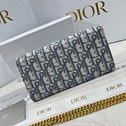 Dior Long Saddle Wallet with Chain Gray Dior Oblique Jacquard 19x10.5x3.5cm - 2