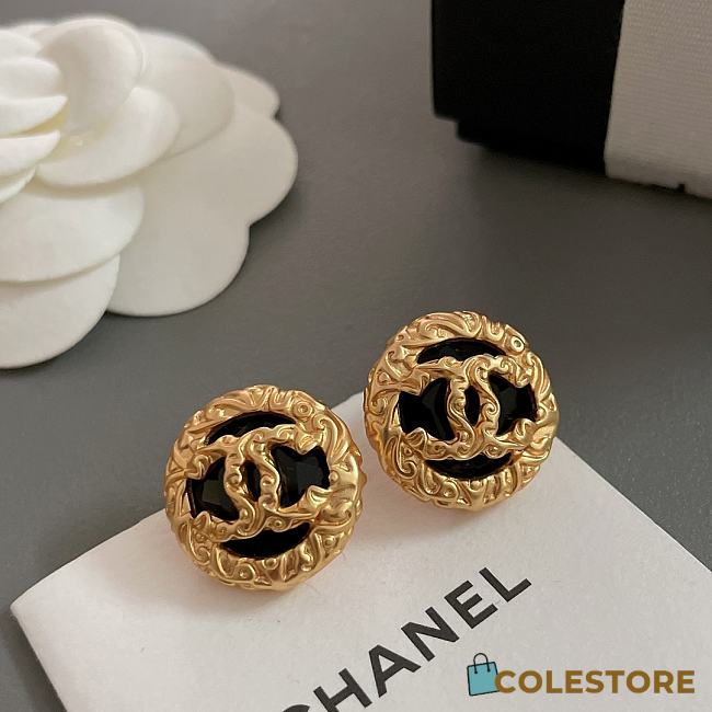 Chanel Black Gold Lava Earrings - 1