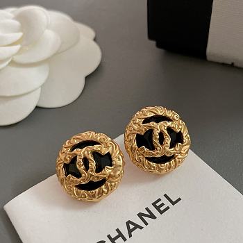 Chanel Black Gold Lava Earrings