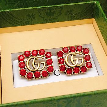 Gucci Red Diamond Square Earrings GED0139