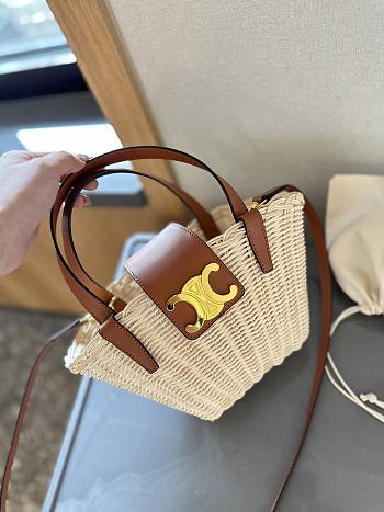Celine Teen Couffin In Wicker And Natural Calfskin Natural & Tan 20cm