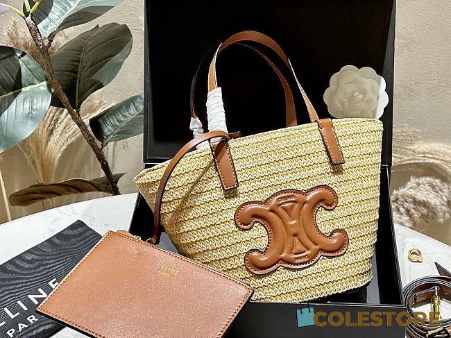 Celine Straw Basket Bag Brown 19x16cm - 1