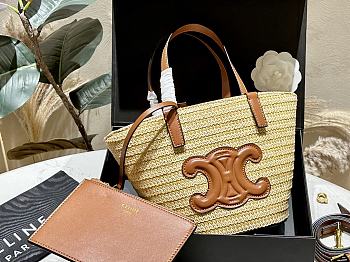 Celine Straw Basket Bag Brown 19x16cm
