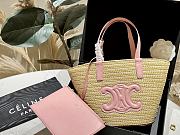 Celine Straw Basket Bag Pink 19x16cm - 1