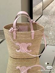 Celine Straw Basket Bag Pink 19x16cm - 5