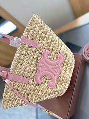 Celine Straw Basket Bag Pink 19x16cm - 4
