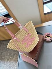 Celine Straw Basket Bag Pink 19x16cm - 3