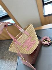 Celine Straw Basket Bag Pink 19x16cm - 2