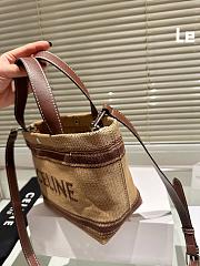 Celine Cabas Mini Vegetal Effect Fabric and Cow Leather Handbag 20x18cm - 4