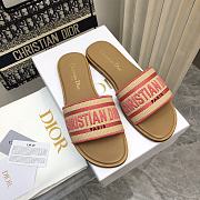 Dior Dway Natural Raffia And Red Embroidered Cotton - 1
