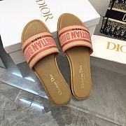 Dior Dway Natural Raffia And Red Embroidered Cotton - 3