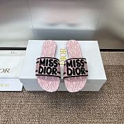 Dior Dway Heeled Slide Embroidered Cotton and Pale Pink Miss Dior Allover Motif - 1