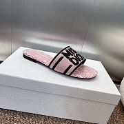 Dior Dway Heeled Slide Embroidered Cotton and Pale Pink Miss Dior Allover Motif - 5