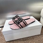 Dior Dway Heeled Slide Embroidered Cotton and Pale Pink Miss Dior Allover Motif - 4