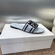 Dior Dway Heeled Slide Embroidered Cotton and Blue Miss Dior Allover Motif - 5