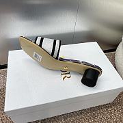 Dior Dway Heeled Slide Embroidered Cotton and Purple Miss Dior Allover Motif - 6