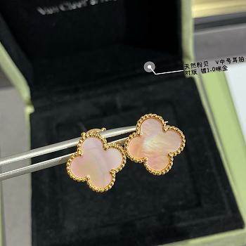 Van Cleef & Arpels Four-Leaf Clover Natural Pink Earrings