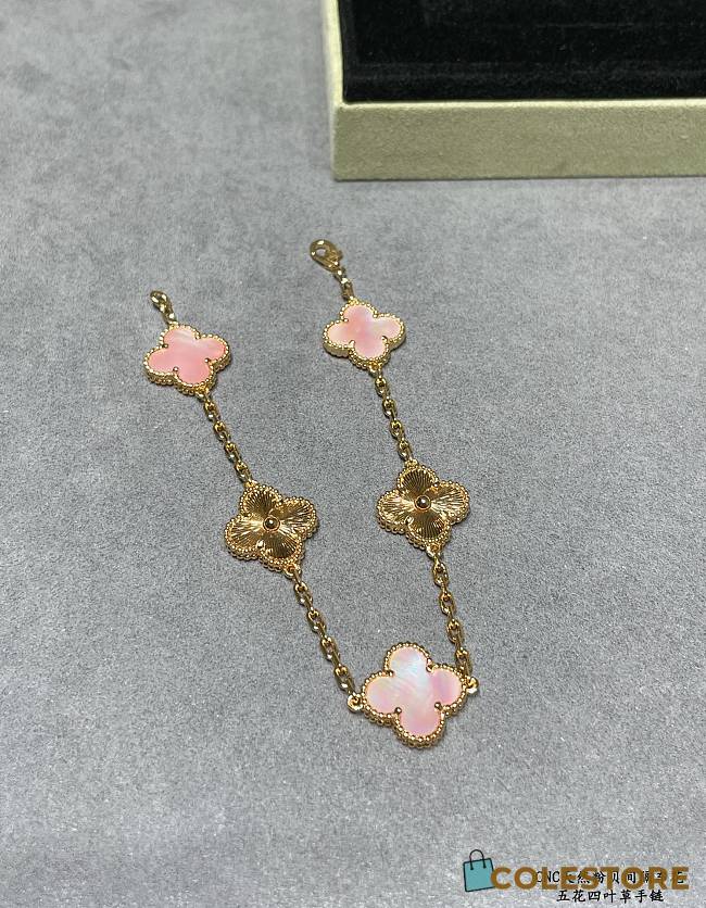 Van Cleef & Arpels Five Five-flower Four-leaf Clover Natural Pink Bracelet - 1