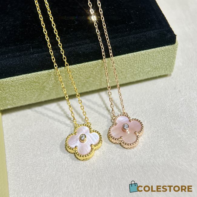 Van Cleef & Arpels Natural Pink With Diamond Four-leaf Clover Necklace - 1