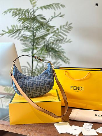 Fendi Fendigraphy Crescent Bag Blue Denim 27cm