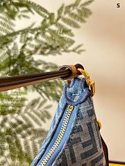 Fendi Fendigraphy Crescent Bag Blue Denim 27cm - 2